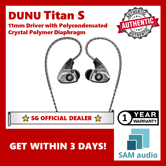 [🎶SG] DUNU TITAN S Earphone IEM 11mm Dynamic Driver Earbuds 0.78mm High-purity Silver-plated Copper Cable In-ear Headset
