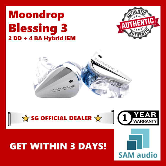 [🎶SG] MOONDROP BLESSING 3 (Blessing3) - 2 Dynamic Drivers + 4BA Hybrid IEM