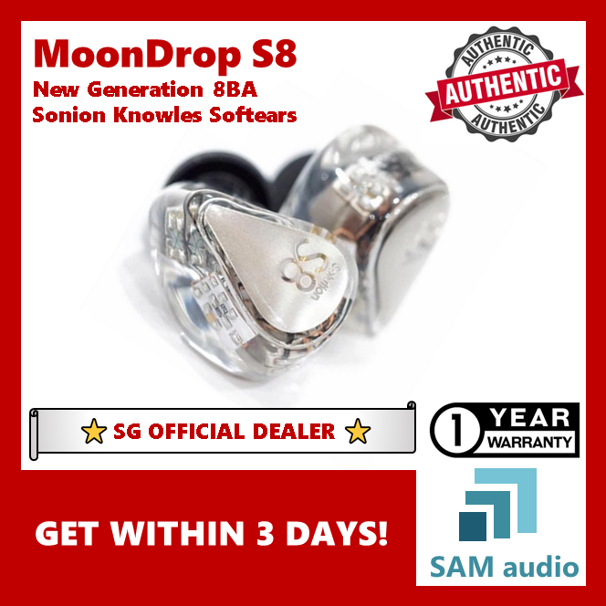 [🎶SG] Moondrop S8 IEM, New Generation 8BA Sonion + Knowles + Softears, 16Ω, Hifi Audio