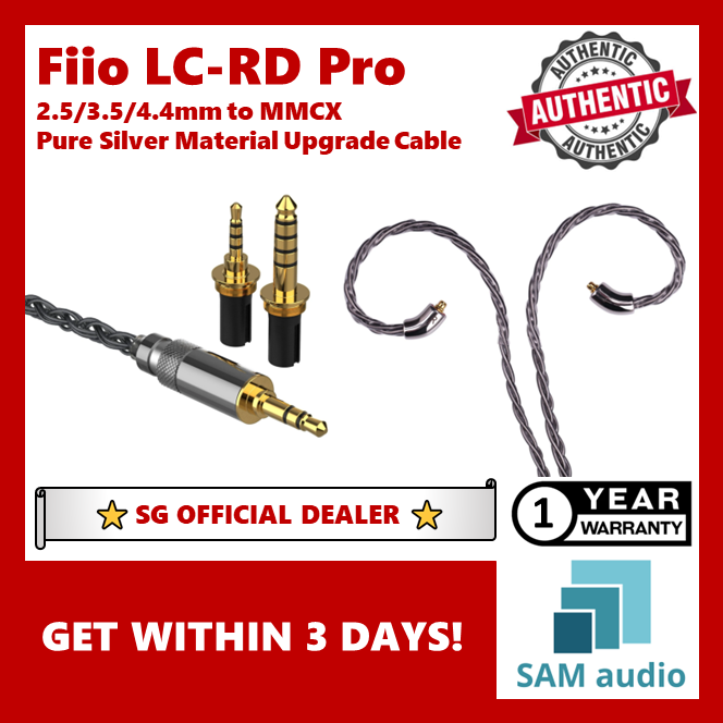 [🎶SG] FiiO LC-RD Pro, Pure Silver Plug Cable with MMCX Connectors and 2.5/3.5/4.4mm Audio Jack