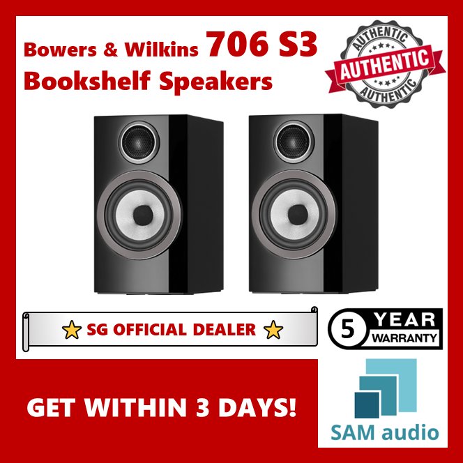 [🎶SG] Bowers & Wilkins 706 S3 Stand Mount Bookshelf Speakers - 1 Pair (B&W)