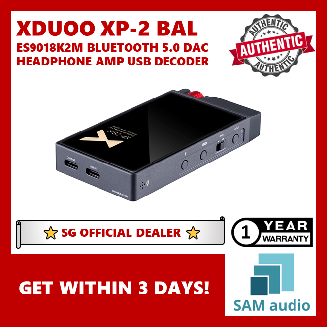 [🎶SG] XDUOO XP-2 BALANCED ES9018K2M Bluetooth 5.0 DAC Balanced Headphone Amplifier USB Decoder