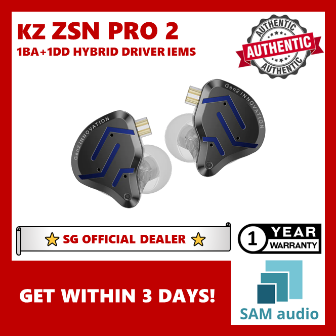 [🎶SG] KZ ZSN PRO 2 Hybrid Drivers 1BA + 1DD In-Ear Monitors IEM WITH MIC