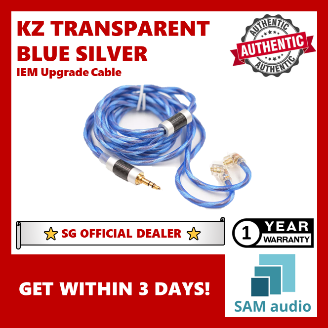 [🎶SG] KZ TRANSPARENT BLUE SILVER UPGRADE CABLE