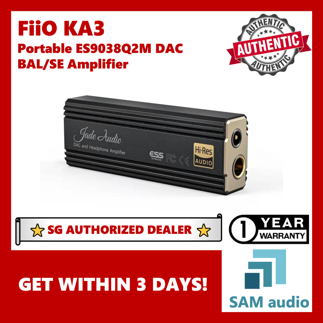 [🎶SG] Fiio KA3, Portable ES9038Q2M DAC + Headphone Amplifier, 3.5mm SE / 4.4mm BAL, Hifi Audio