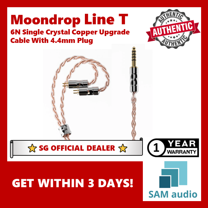 [🎶SG] MoonDrop LINE T, 6N Single Crystal Copper 196-Core Litz 0.78mm 2Pin Structure Earphone IEM Upgrade Cable with 4.4mm plug