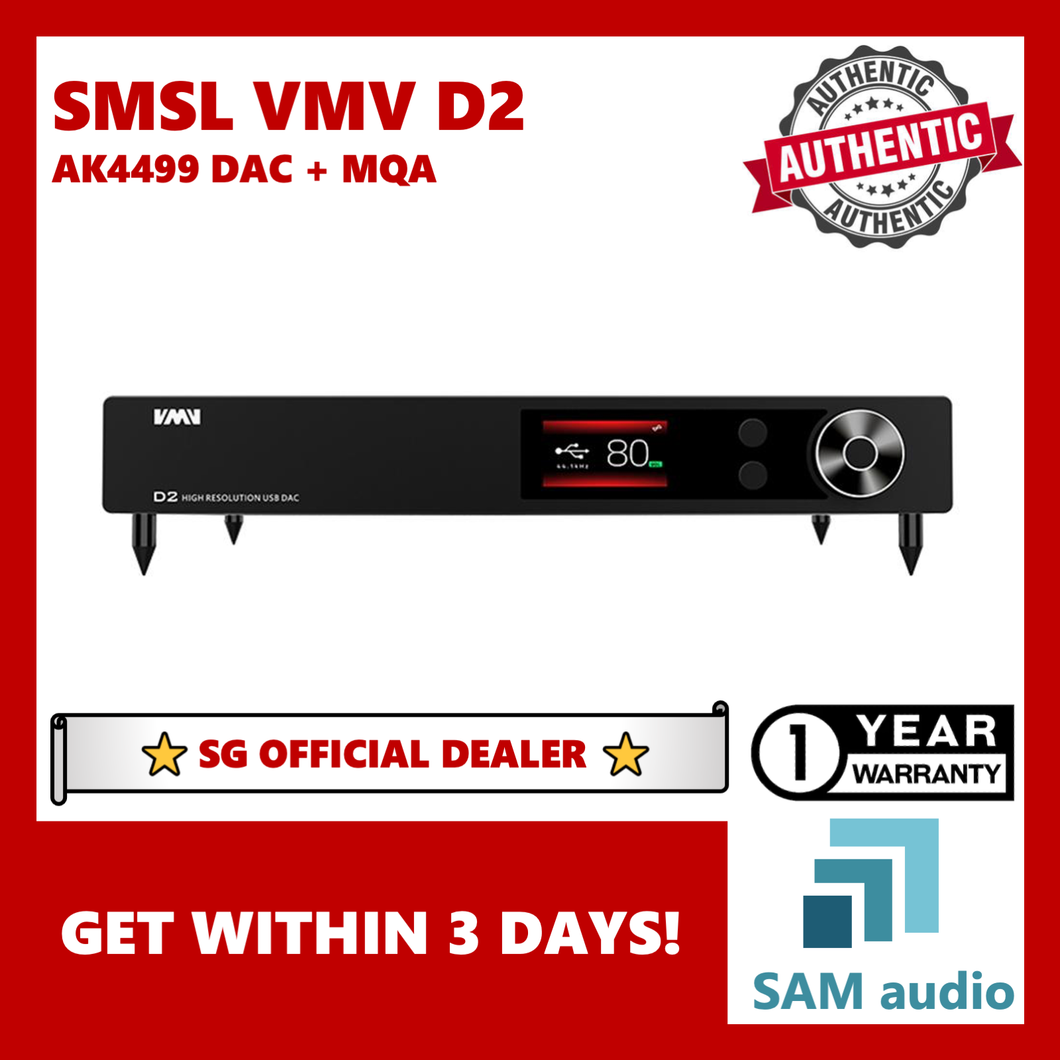 [🎶SG] SMSL VMV D2, AK4499 DAC, with Dual Accusilicon Clock, Support external clock, MQA decode, Bluetooth, Hifi Audio