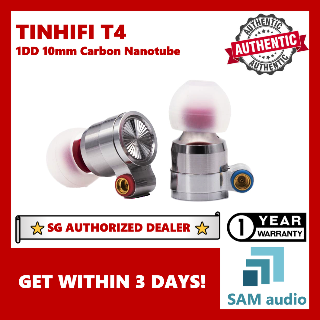 [🎶SG] TINHIFI T4, 1DD 10mm carbon nanotube driver 32Ω, IEM HiFi Audio