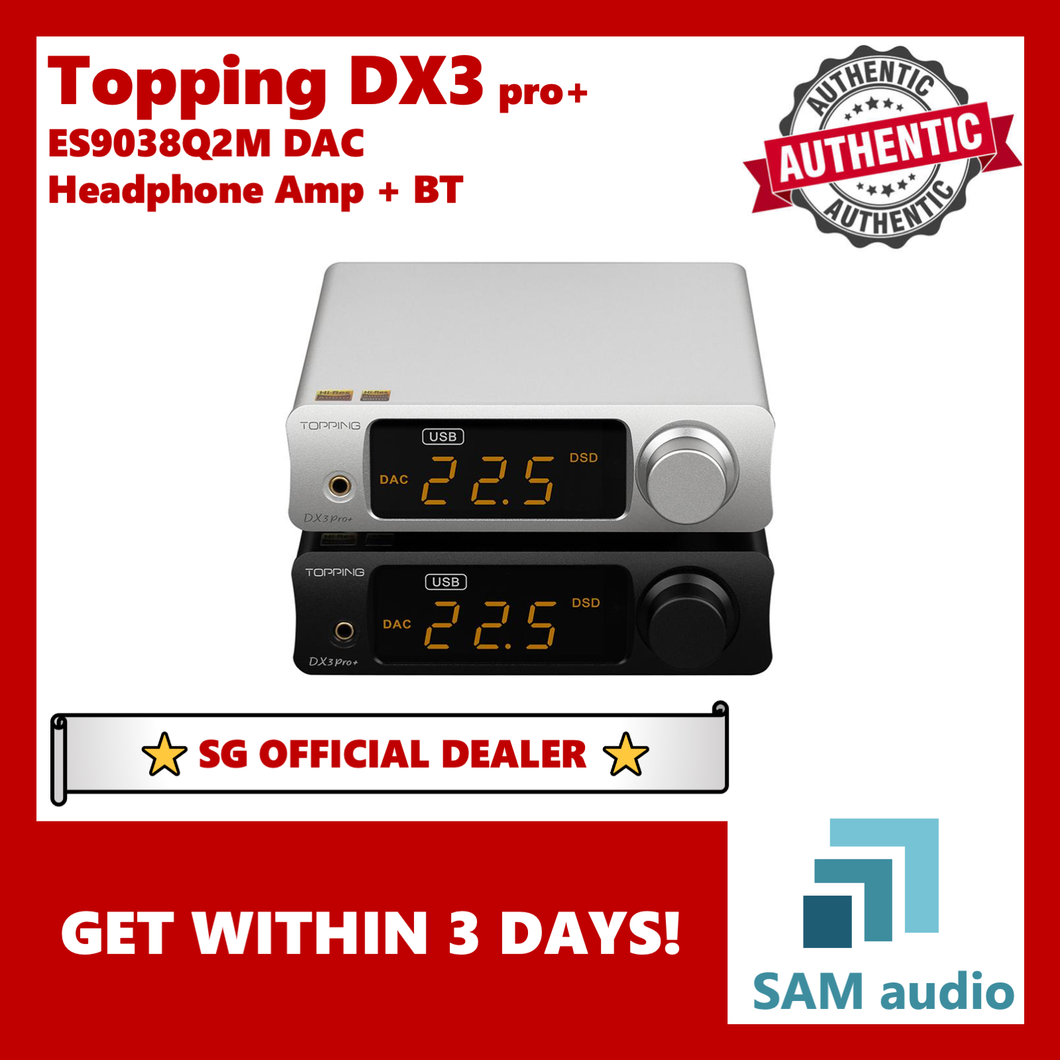 [🎶SG] TOPPING DX3 Pro+ , ES9038Q2M DAC, NFCA Headphone Amplifier, 250mW into 300ohm, Hi-Res Wireless QCC5125 BT, Hifi Audio