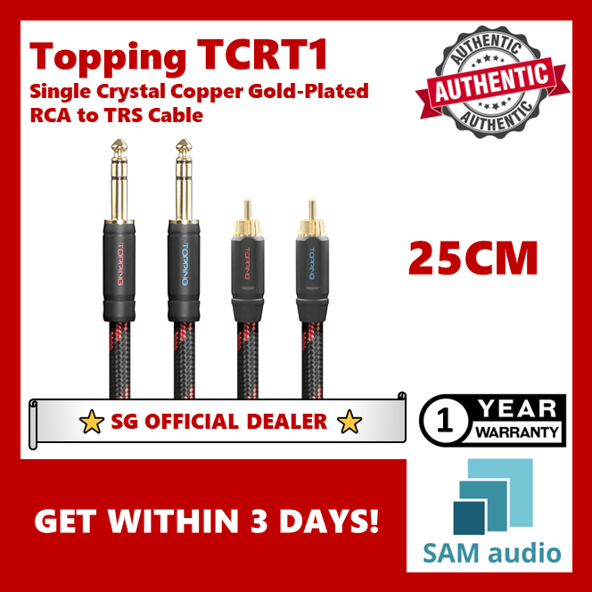 [🎶SG] TOPPING TCRT1 Single Crystal Copper Gold-Plated RCA to TRS Professional Audio Cable