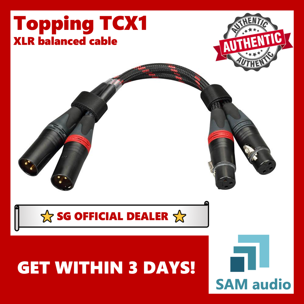 [🎶SG] TOPPING TCX1, Audiophile 6N Single Crystal Copper XLR Balanced Line XLR Professional Audio Cable, Hifi Audio
