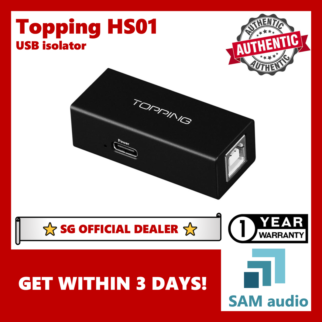 [🎶SG] TOPPING HS01 USB Isolator, USB 2.0 High Speed Low Latency, Eliminate the Ground Loop Noise, Hifi Audio