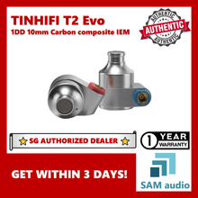Load image into Gallery viewer, [🎶SG] TinHiFi T2 Evo, 1DD 10mm Carbon composite diaphragm 32Ω MMCX, HiFi Audio
