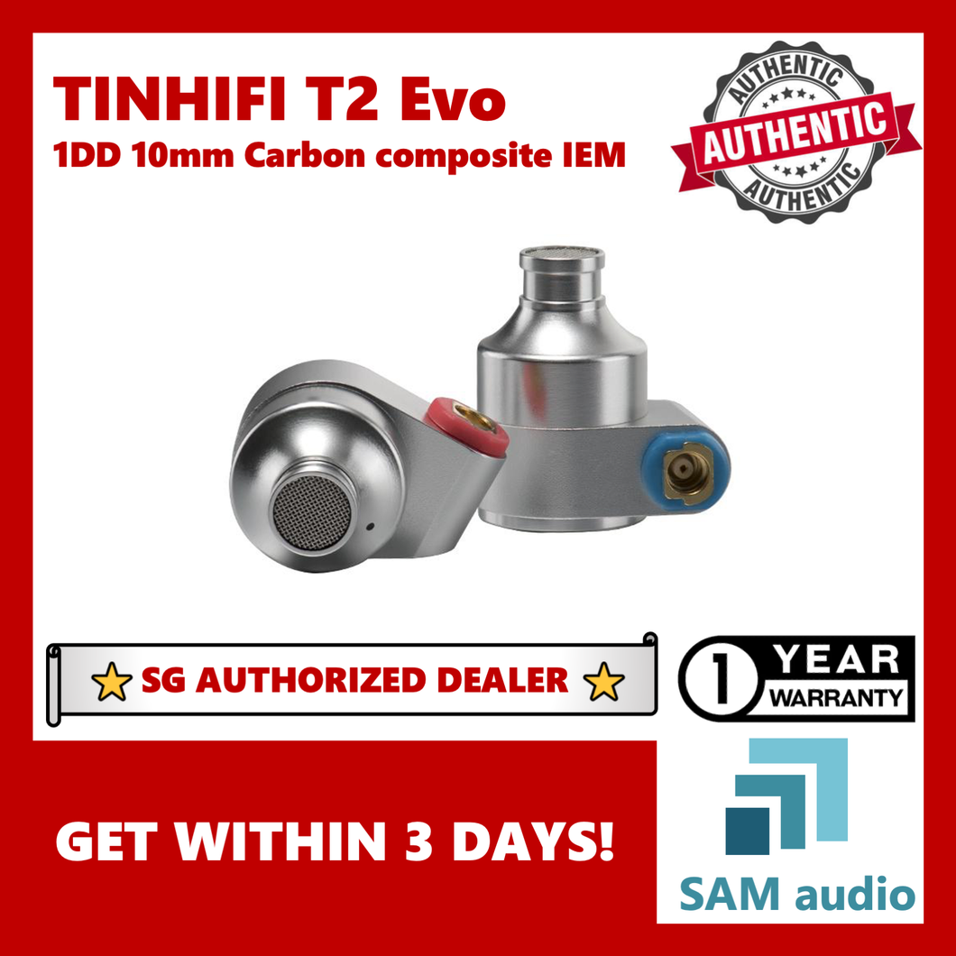 [🎶SG] TinHiFi T2 Evo, 1DD 10mm Carbon composite diaphragm 32Ω MMCX, HiFi Audio