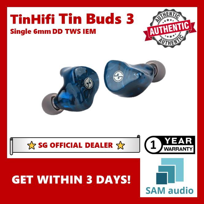 [🎶SG] TinHifi Tin Buds 3 , 6mm Beryllium-Plated Dynamic Driver Wireless TWS IEM