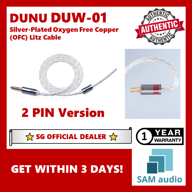 [🎶SG] DUNU DUW-01 SILVER-PLATED OXYGEN FREE COPPER (OFC) LITZ MMCX / 2 PIN CABLE