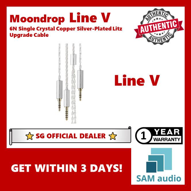 [🎶SG] MOONDROP LINE V / LINE W 6N SINGLE CRYSTAL COPPER SILVER-PLATED LITZ UPGRADE CABLE (4.4MM)