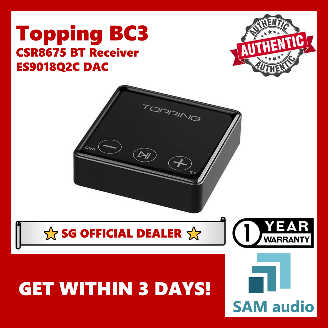 [🎶SG] Topping BC3, ES9018Q2C DAC, Wireless Bluetooth Hi-Res, Aptx HD + LDAC, BT Receiver / DAC, Hifi Audio