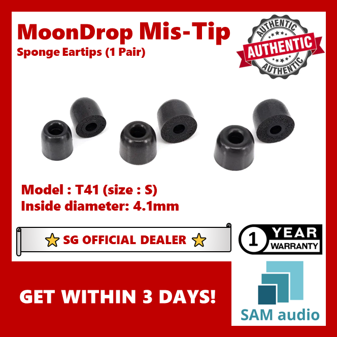 [🎶SG] MoonDrop MIS-Tip Sponge Eartips 1 Pair (T41 / T55)