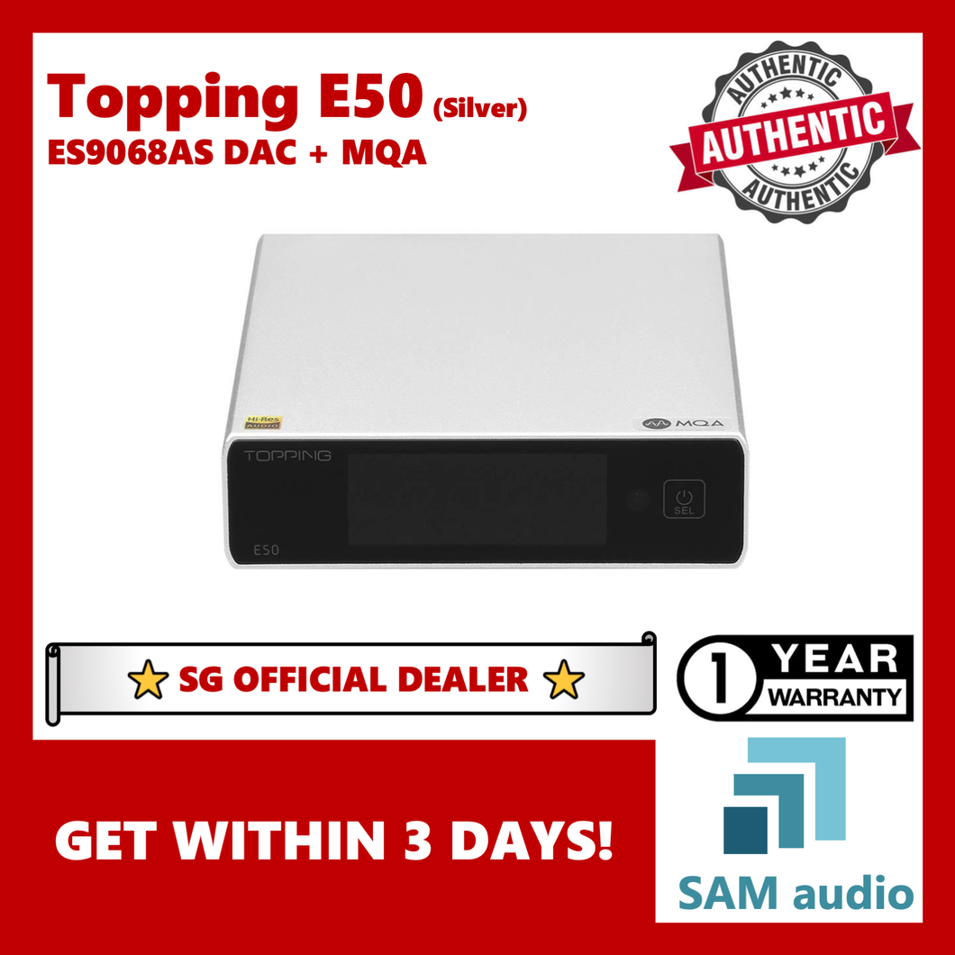 [🎶SG] TOPPING E50, ES9068AS DAC + Pre-amplifier, MQA, XMOS, 32Bit 768kHz DSD512, Ultra Low Noise, HiFi Audio