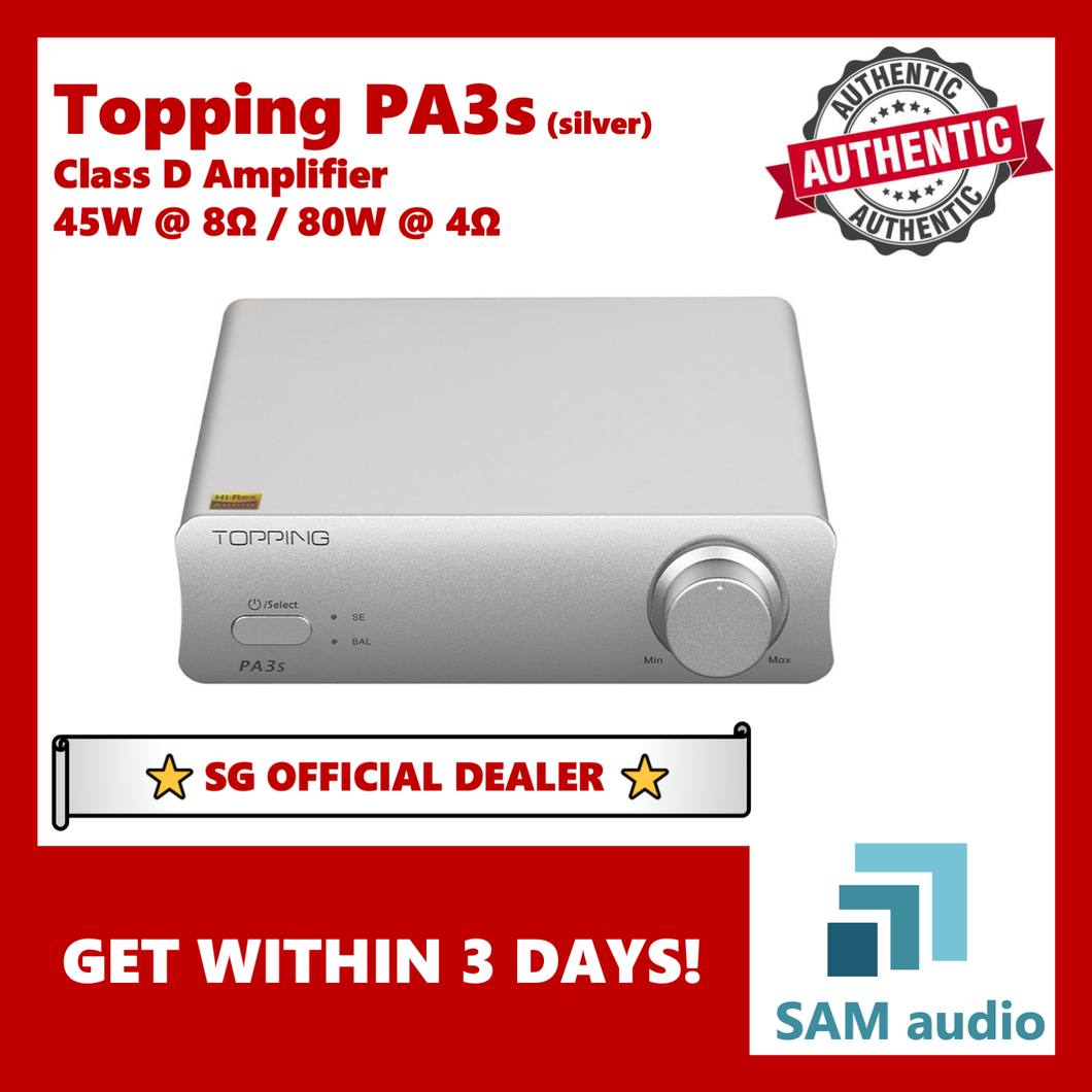 [🎶SG] TOPPING PA3s, HiFi Digital Amplifier, Class D, 45W @ 8 ohm, Hifi Audio