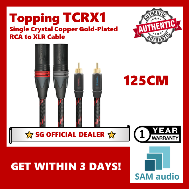 [🎶SG] TOPPING TCRX1 Single Crystal Copper Gold-Plated RCA to XLR Professional Audio Cable