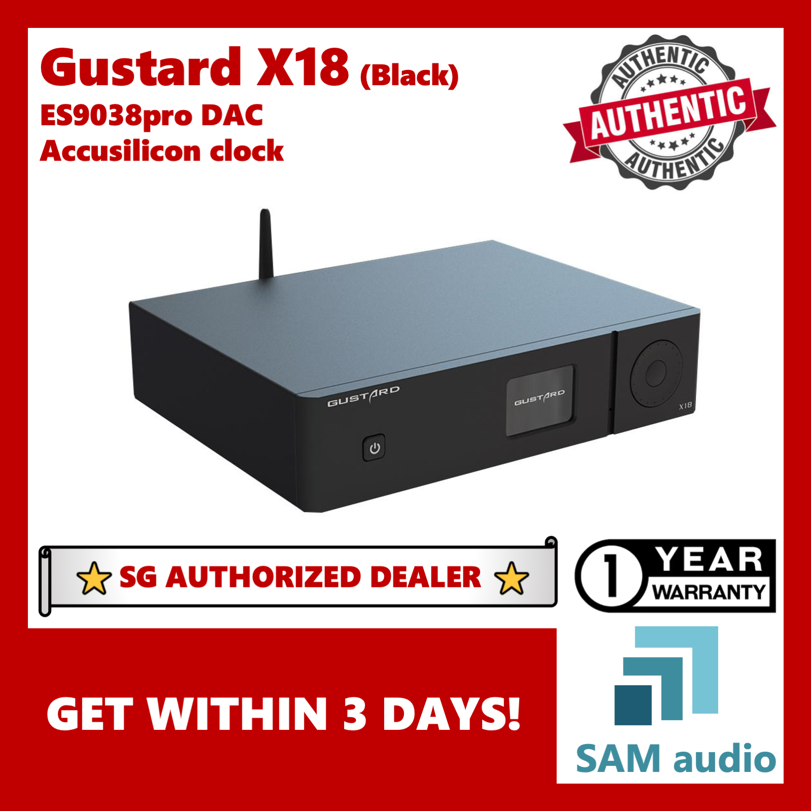 🎶SG] Gustard X18, ES9038pro DAC, Accusilicon low jitter clock