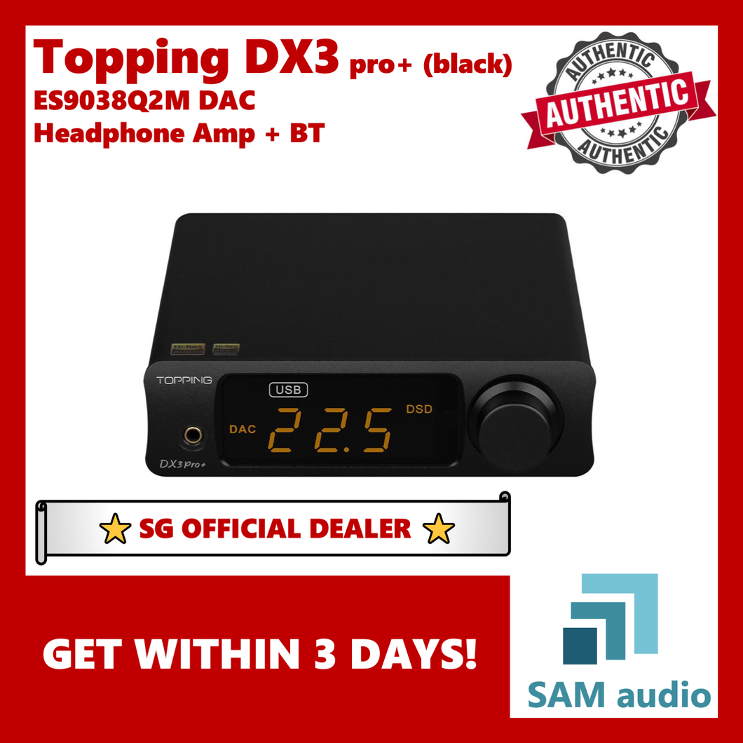 [🎶SG] TOPPING DX3 Pro+ , ES9038Q2M DAC, NFCA Headphone Amplifier, 250mW into 300ohm, Hi-Res Wireless QCC5125 BT, Hifi Audio