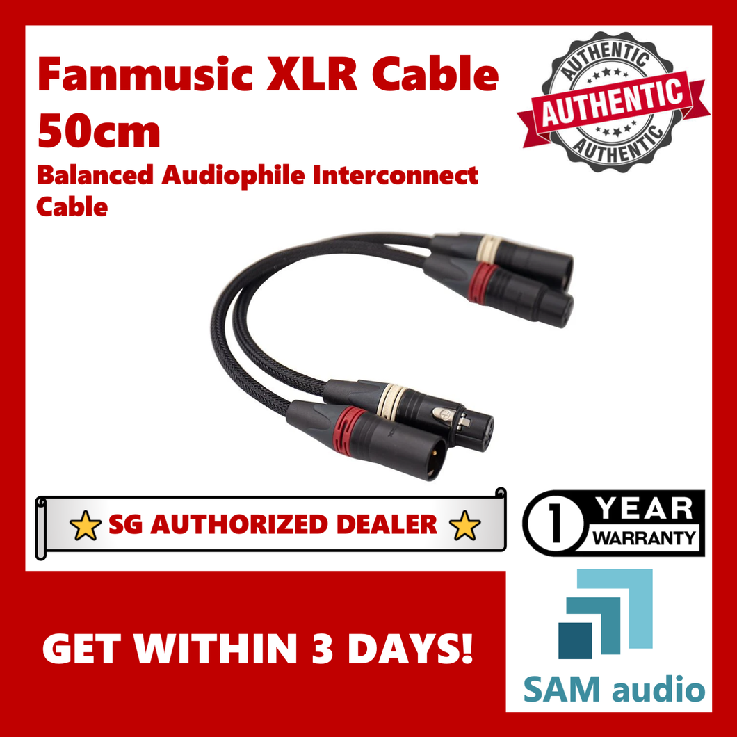 [🎶SG] Fanmusic C006 Audiophile Cable, Neutrik XLR, 50cm Canare L-2T2S, Hifi Audio
