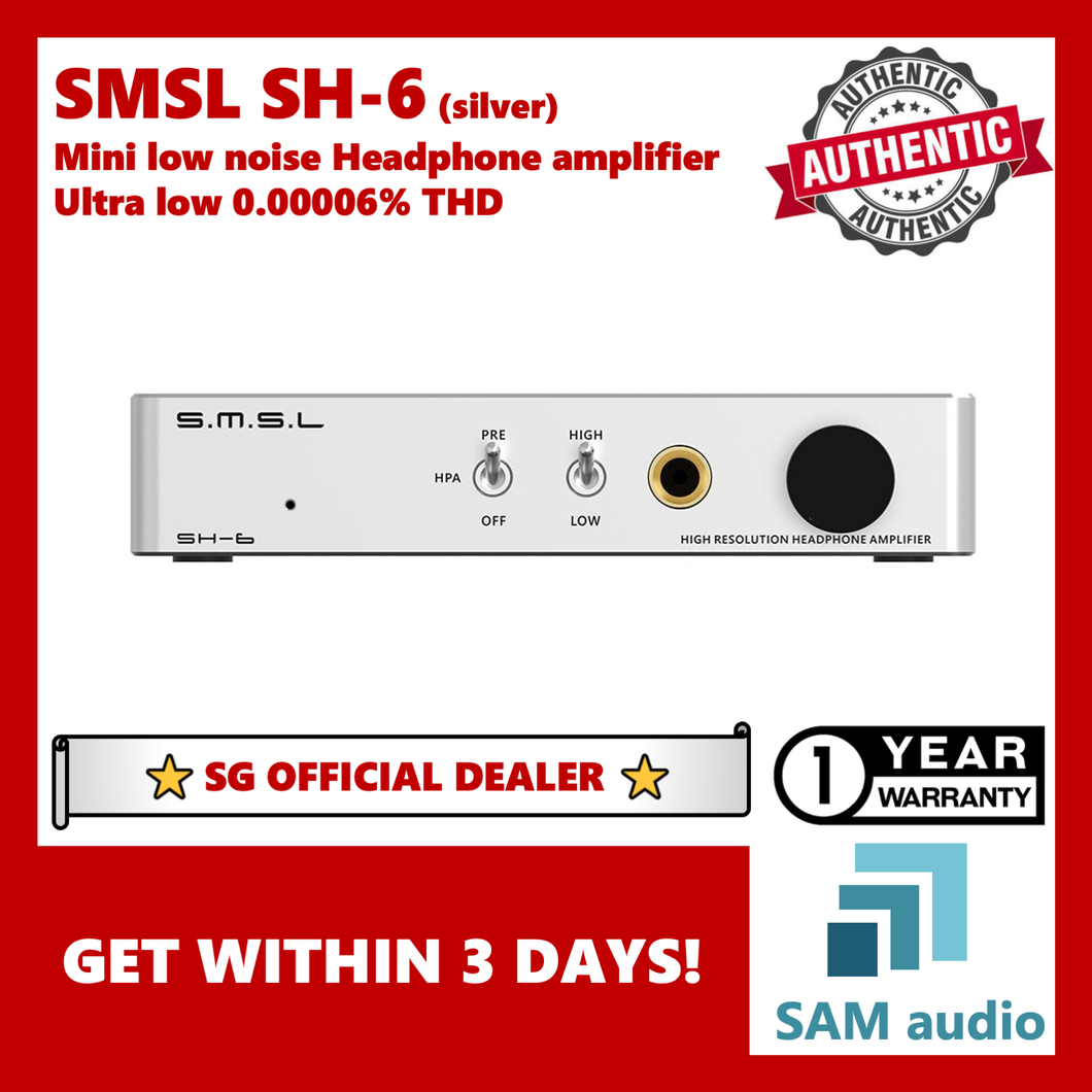 [🎶SG] SMSL SH-6, Headphone Amplifier +Pre-amplifier, Ultra-low Distortion, Hifi audio
